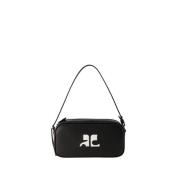 Zwarte Leren Baguette Tas Courrèges , Black , Dames