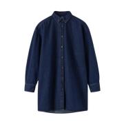 Denim Lang Shirt TotêMe , Blue , Dames