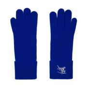 Ocean Blue Cashmere Gebreide Handschoenen Burberry , Blue , Unisex