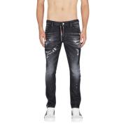 Skater Jeans met Dubbele Rits Detail Dsquared2 , Black , Heren