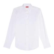 Micro-twill shirt with tonal embroidery Diesel , White , Heren