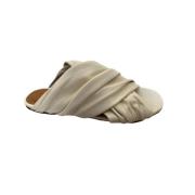 Ivoor Leren Platte Sandalen Forte Forte , Beige , Dames