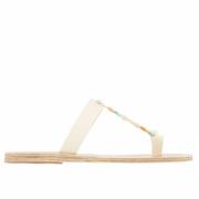 Kleurrijke Kralen Platte Sandaal Ancient Greek Sandals , White , Dames