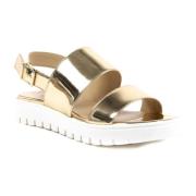 Gouden Metallic Leren Sandalen met Hak Dee Ocleppo , Yellow , Dames