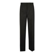 Zwarte Pinstripe Wijde Broek Aw23 Msgm , Black , Dames