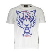 Wit T-shirt met print en logo Plein Sport , White , Heren