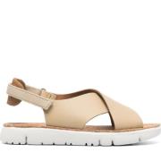 Beige Platte Sandalen voor Vrouwen Camper , Beige , Dames