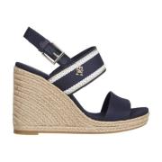 Blauwe Sleehak Sandaal Platte Sandalen Tommy Hilfiger , Blue , Dames