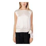 Beige Mouwloze Blouse - Polyester Sandro Ferrone , Beige , Dames