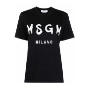 Zwart Logo Print T-shirt Msgm , Black , Dames