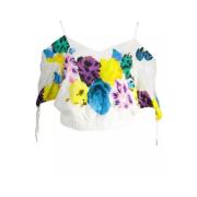 Witte Viscose Blouse met V-Hals Desigual , Multicolor , Dames