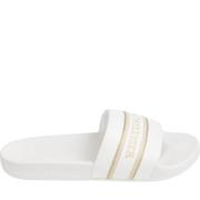 Beige Poolslide met Webbing Flip Flops Tommy Hilfiger , White , Dames