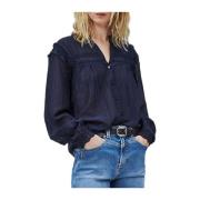 V-hals knoopshirt Pepe Jeans , Blue , Dames