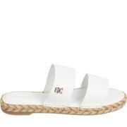 Beige Platte Sandalen voor Vrouwen Tommy Hilfiger , White , Dames