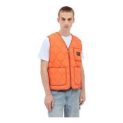 Gewatteerde V-halsvest met Logo Patch Awake NY , Orange , Heren