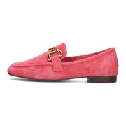 Rode Suède Loafers met Gouden Kettingdetail Bibi Lou , Red , Dames