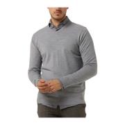 Heren V-hals Pullover Trui Lichtgrijs Profuomo , Gray , Heren