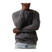 Washed Badge Crew Neck Sweater Calvin Klein , Gray , Heren