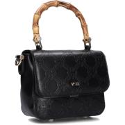 Zwarte Leren Schoudertas Perla Satchel V73 , Black , Dames