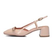 Nude Leren Pumps met Gesp Detail Bibi Lou , Beige , Dames