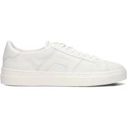 Witte Leren Lage Sneakers Santoni , White , Heren