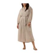 Beige Midi Jurk Donte Ibana , Beige , Dames