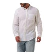 Linnen Katoenen Regular Shirt Wit Calvin Klein , White , Heren