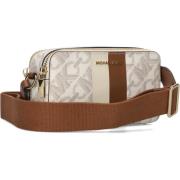 Beige Gestreepte Leren Crossbody Tas Michael Kors , Beige , Dames