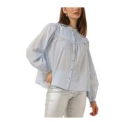 Blauw Shirt Met Pin Tuck Yoke Scotch & Soda , Blue , Dames