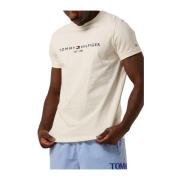 Heren Polo T-shirts Logo Tee Tommy Hilfiger , Beige , Heren