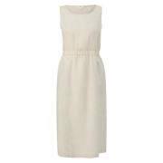 Mouwloze Linnen Jurk met Elastische Taille s.Oliver , Beige , Dames