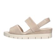 Beige Suède Sandalen met Elastische Enkelband Gabor , Beige , Dames