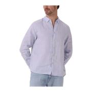 Heren Overhemden Linen Shirt With Roll-up Scotch & Soda , Blue , Heren