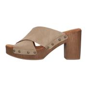 Taupe Suede Klomp Muiltjes Tapia Unisa , Beige , Dames