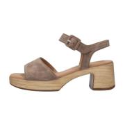 Taupe Suède Sandalen met Blokhak Gabor , Brown , Dames