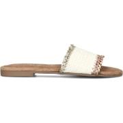 Stijlvolle Leren Slippers met Gevlochten Band Lazamani , White , Dames