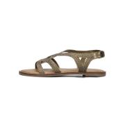 Groene Gevlochten Leren Sandalen Inuovo , Green , Dames