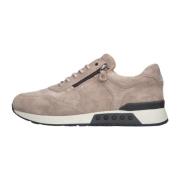 Taupe Suede Zip Sneakers Stijlvol Greve , Beige , Heren