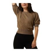 Knit Tee Tops T-shirts Taupe Minus , Beige , Dames