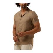 Resort Linnen Shirt Bruin Dstrezzed , Brown , Heren