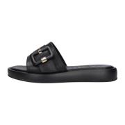 Zwarte Leren Look Slipper LIV Mexx , Black , Dames