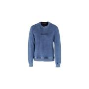 Indigo Crew Neck Katoenen Top Moorer , Blue , Heren