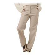 Naomi Pant Leatherlook Wijde Broek Knit-ted , Beige , Dames