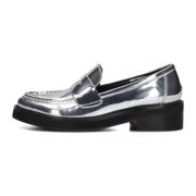 Zilveren Leren Penny Loafers Bibi Lou , Gray , Dames