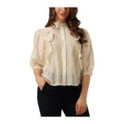 Ecru Shirt 3/4 Mouw Trendy Blouse Lollys Laundry , Beige , Dames