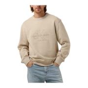 Monologo Washed Crew Neck Sweater Calvin Klein , Beige , Heren