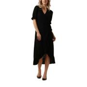 Wrap Lange Jurk Zwart Midi Stijlvol Object , Black , Dames