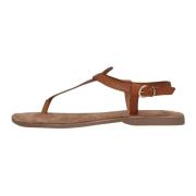 Leren Sandalen met Gouden Gesp Lazamani , Brown , Dames