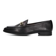 Zwarte leren loafers met gouden horsebit detail Unisa , Black , Dames