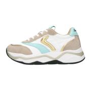 Beige Suède Lage Sneakers Voile Blanche , Multicolor , Dames